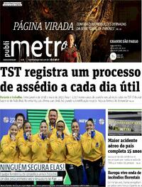 Capa do jornal Metro Jornal São Paulo 18/07/2022