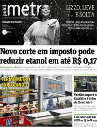 Capa do jornal Metro Jornal São Paulo 19/07/2022