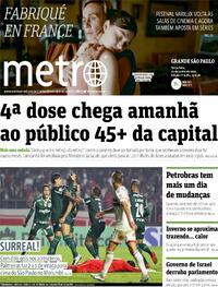 Capa do jornal Metro Jornal São Paulo 21/06/2022