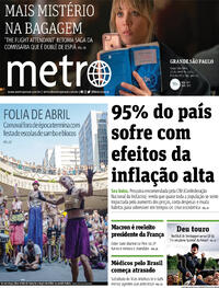 Capa do jornal Metro Jornal São Paulo 25/04/2022