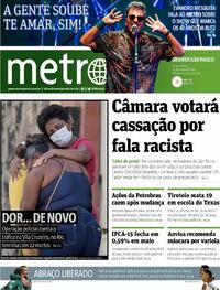 Capa do jornal Metro Jornal São Paulo 25/05/2022