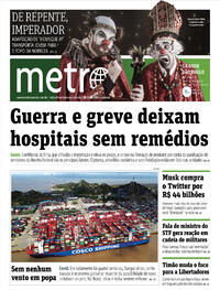 Capa do jornal Metro Jornal São Paulo 26/04/2022