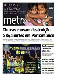Capa do jornal Metro Jornal São Paulo 30/05/2022