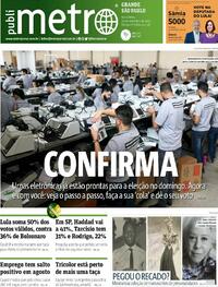Capa do jornal Metro Jornal São Paulo 30/09/2022