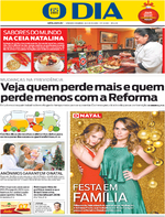 Capa do jornal O Dia 24/12/2016