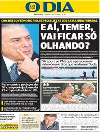 Capa do jornal O Dia 01/04/2017