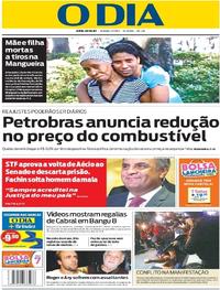 Capa do jornal O Dia 01/07/2017