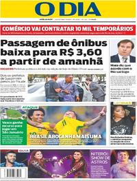 Capa do jornal O Dia 01/09/2017