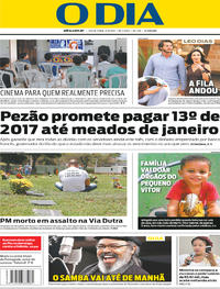 Capa do jornal O Dia 03/11/2017