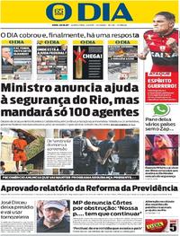 Capa do jornal O Dia 04/05/2017