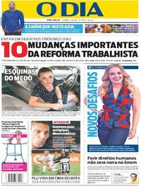 Capa do jornal O Dia 05/11/2017