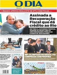 Capa do jornal O Dia 06/09/2017