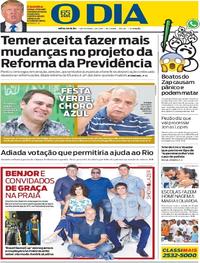 Capa do jornal O Dia 07/04/2017