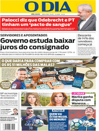 Capa do jornal O Dia 07/09/2017