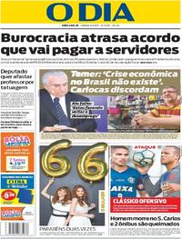 Capa do jornal O Dia 08/07/2017