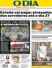 Capa do jornal O Dia 08/11/2017