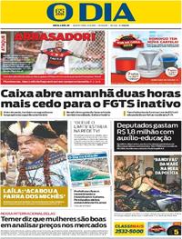 Capa do jornal O Dia 09/03/2017