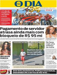 Capa do jornal O Dia 09/05/2017