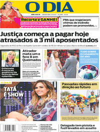 Capa do jornal O Dia 09/10/2017