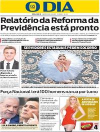 Capa do jornal O Dia 10/05/2017