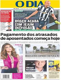 Capa do jornal O Dia 11/09/2017