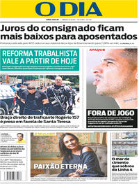 Capa do jornal O Dia 11/11/2017