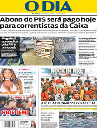 Capa do jornal O Dia 12/09/2017