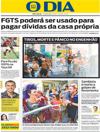 Capa do jornal O Dia 13/02/2017