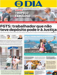 Capa do jornal O Dia 13/03/2017