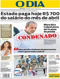 Capa do jornal O Dia 14/06/2017