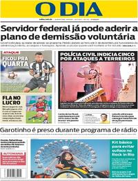 Capa do jornal O Dia 14/09/2017