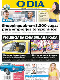 Capa do jornal O Dia 14/10/2017