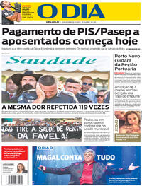 Capa do jornal O Dia 14/11/2017