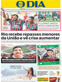 Capa do jornal O Dia 15/05/2017