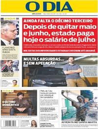 Capa do jornal O Dia 15/08/2017