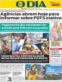 Capa do jornal O Dia 18/02/2017