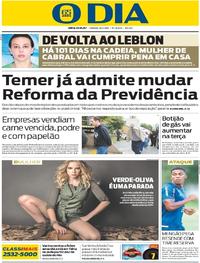 Capa do jornal O Dia 18/03/2017