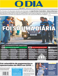 Capa do jornal O Dia 18/11/2017
