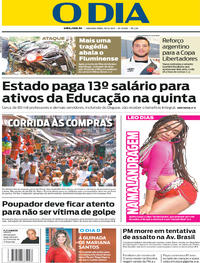Capa do jornal O Dia 18/12/2017