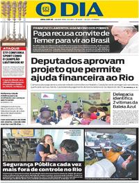 Capa do jornal O Dia 19/04/2017
