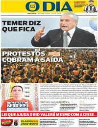 Capa do jornal O Dia 19/05/2017
