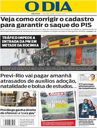 Capa do jornal O Dia 19/09/2017
