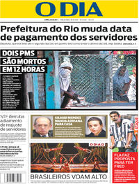 Capa do jornal O Dia 19/12/2017