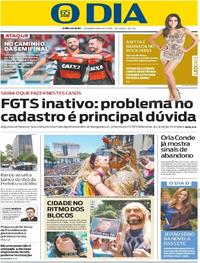 Capa do jornal O Dia 20/02/2017