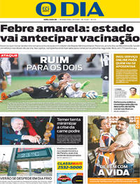 Capa do jornal O Dia 20/03/2017