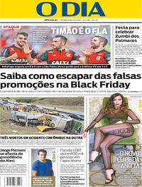 Capa do jornal O Dia 20/11/2017