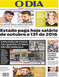 Capa do jornal O Dia 20/12/2017