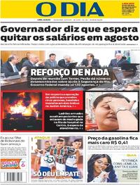 Capa do jornal O Dia 21/07/2017