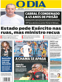 Capa do jornal O Dia 21/09/2017