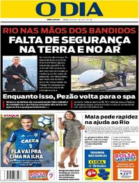 Capa do jornal O Dia 22/07/2017